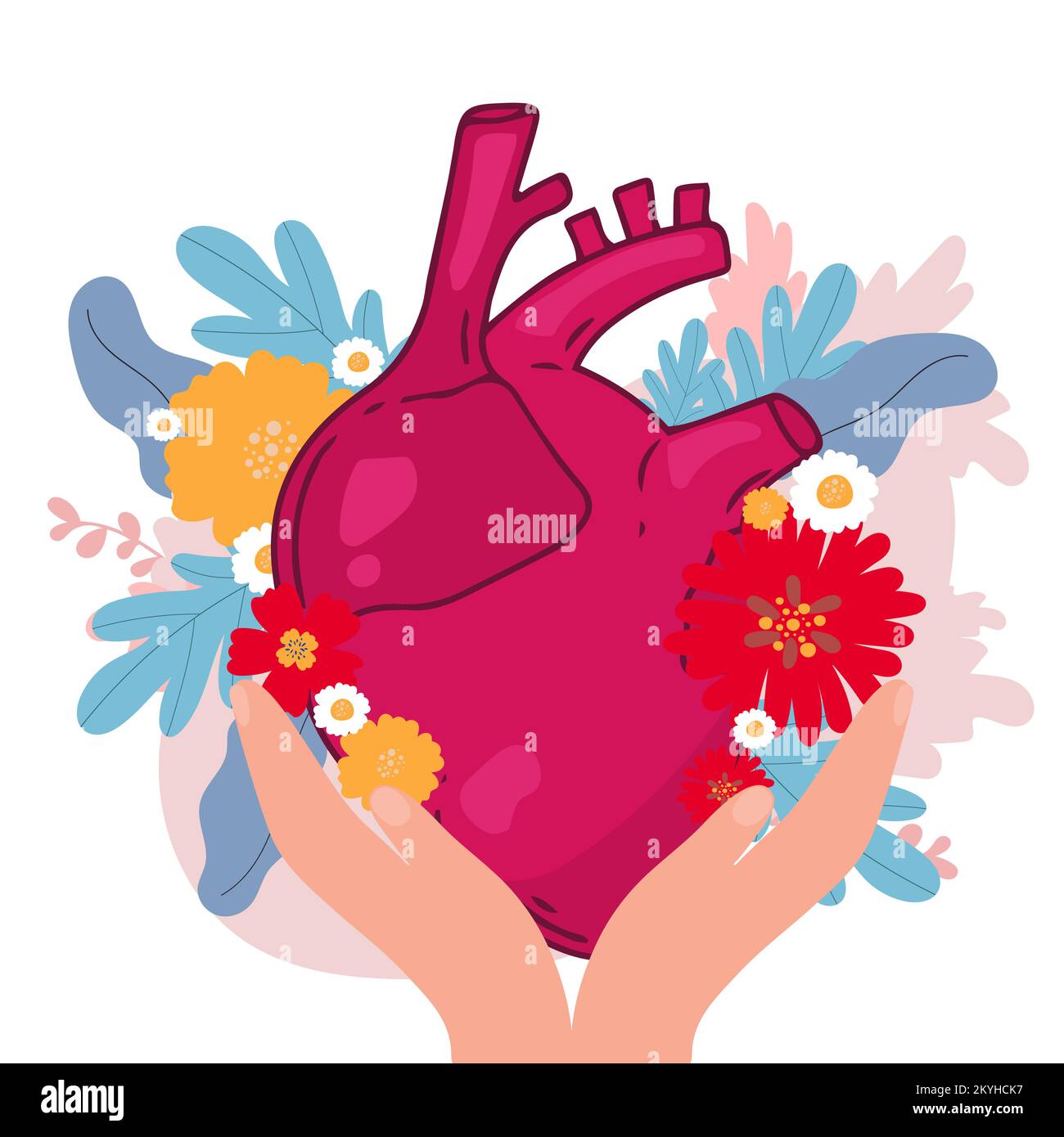 Herz-Vektor-Design. Realistische Anatomiebilder. Innere Organe des