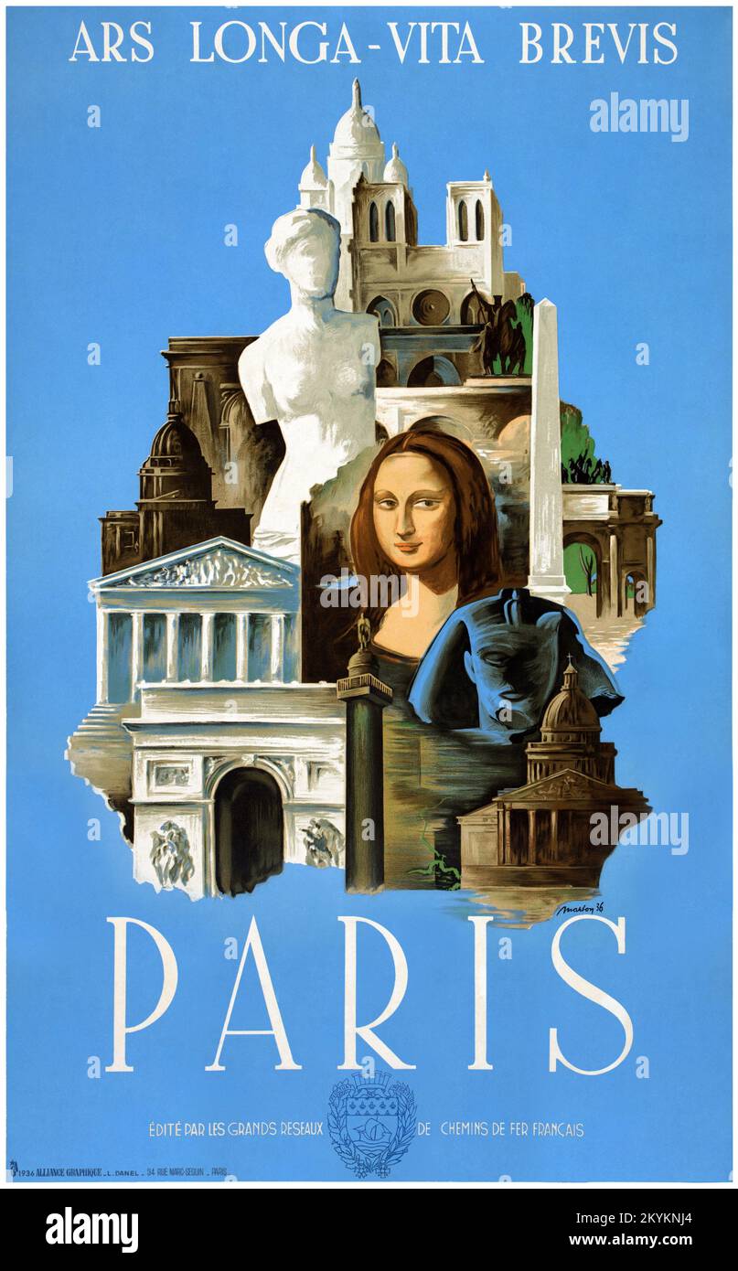 Ars Longa-Vita Brevis. Paris von Lajos Marton (1891-1952). Poster wurde 1936 in Frankreich veröffentlicht. Stockfoto