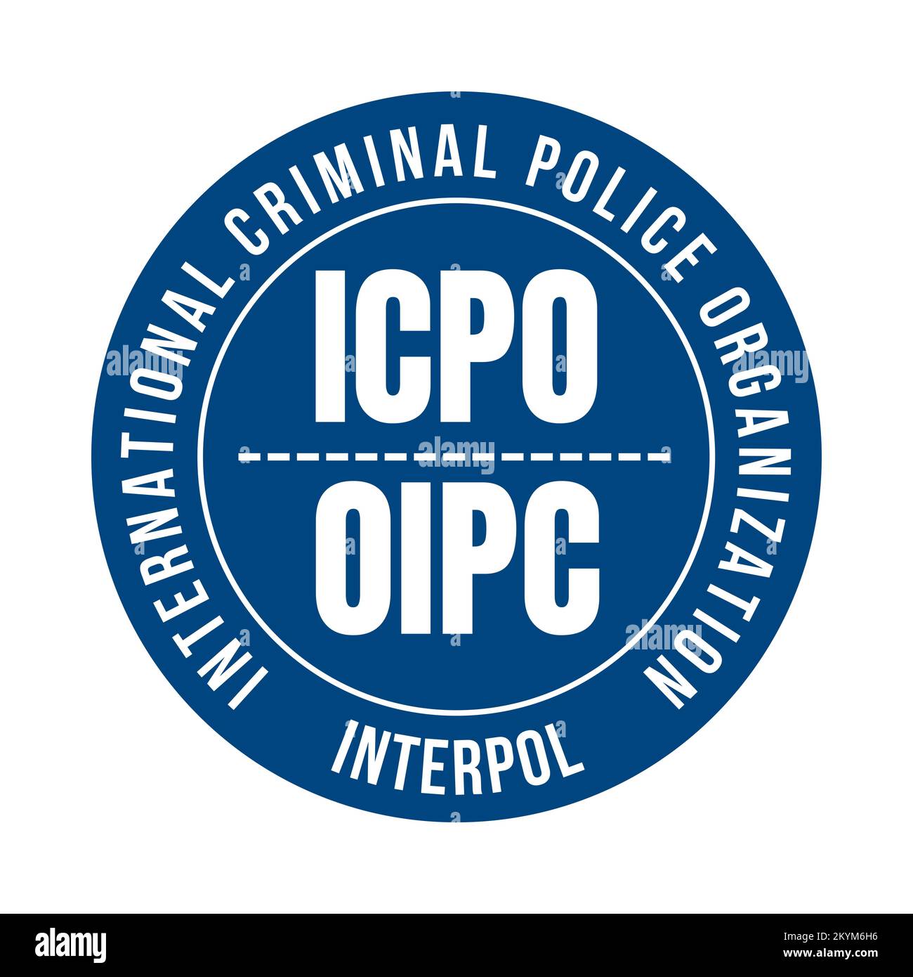 Symbol der internationalen kriminellen Polizeiorganisation ICPO Stockfoto