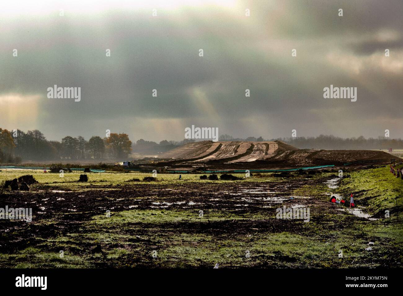 Bauarbeiten für die Route der Linie HS2 in Warwickshire Stockfoto