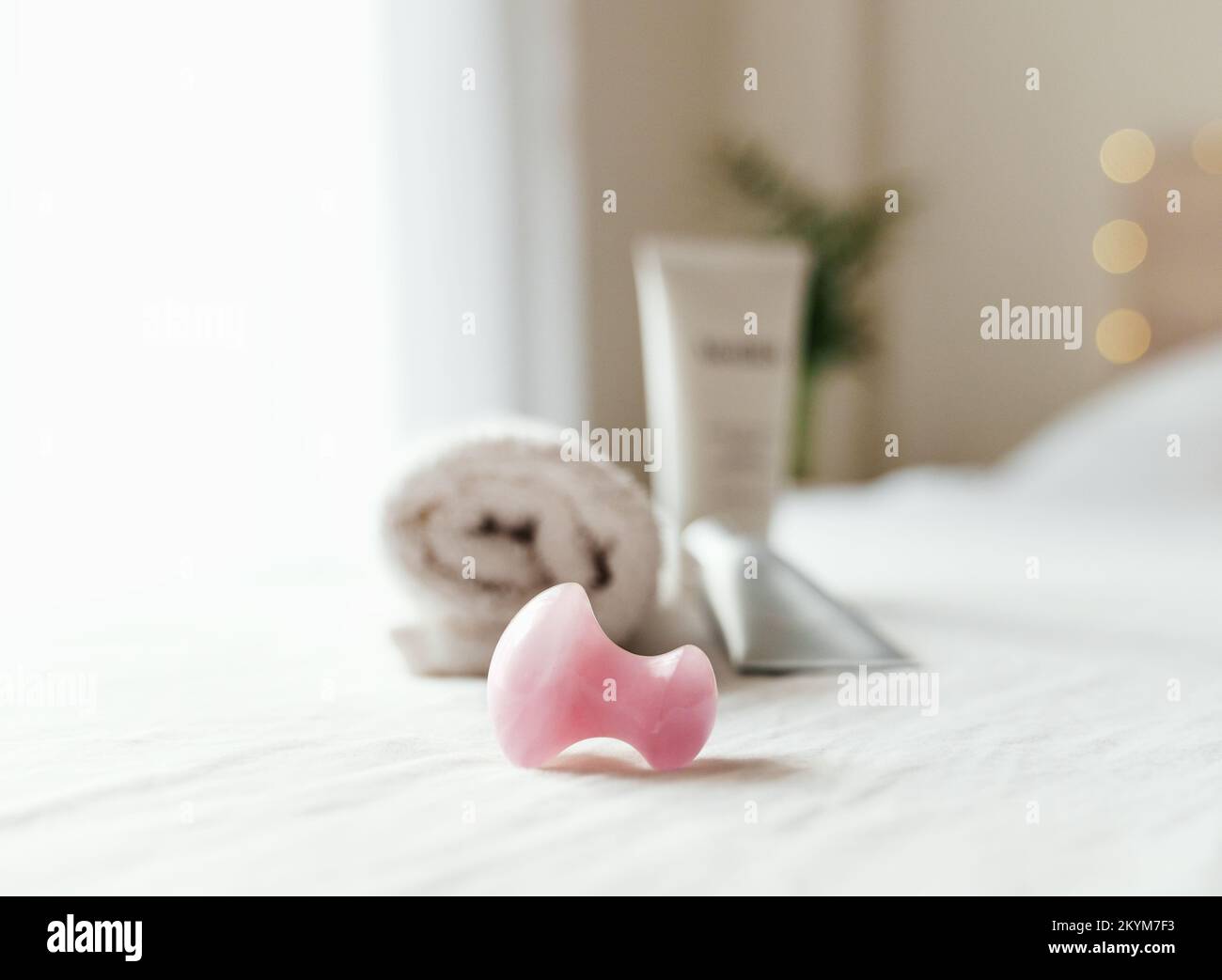 Rosenquarz-Pilzstein Stockfoto