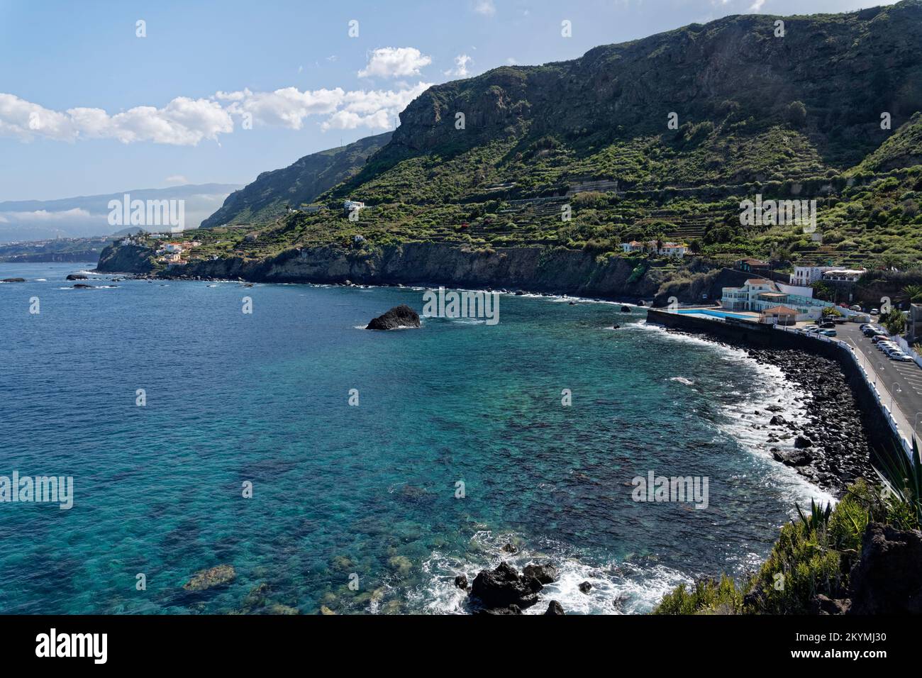 Überblick über die Küste von Las Aguas, San Juan de la Rambla, Teneriffa, Kanarische Inseln, Spanien, Oktober 2022. Stockfoto