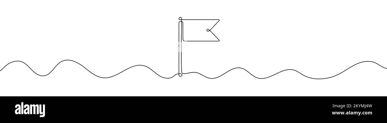 Flaggensymbol im Zeichnungsstil für durchgehende Linien. Strichvorlage für Flaggensymbol. Vektordarstellung. Abstrakter Hintergrund Stock Vektor