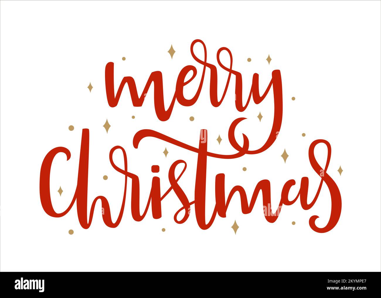 Frohe Weihnachten Text. Kalligrafisches Schriftdesign für die Weihnachtsgrußkarte Stock Vektor