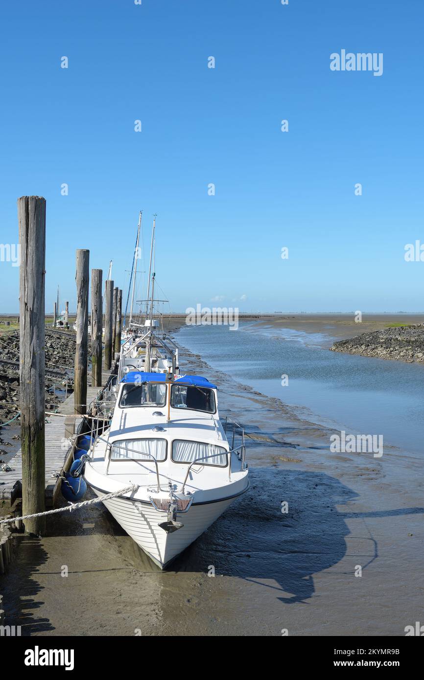 Everschopsiel Hafen und Badegebiet in der Nähe von Tetenbuell, Eiderstedt Halbinsel, Nordsee, Nordfriesland, Deutschland Stockfoto