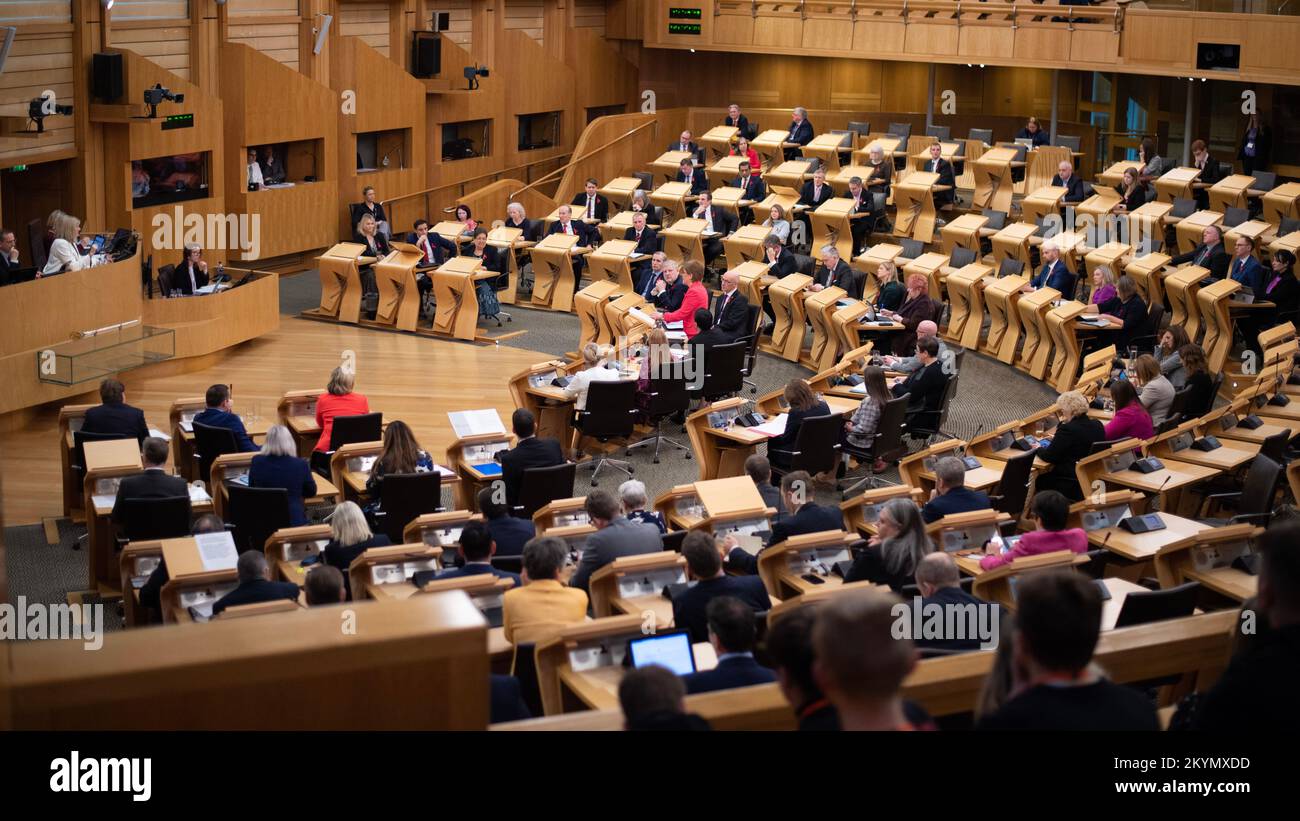 Edinburgh, Schottland, Großbritannien. 1.. Dezember 2022. ABBILDUNG: Wöchentliche Fragestunde der Ersten Minister im schottischen Parlament. Kredit: Colin D Fisher Kredit: Colin Fisher/Alamy Live News Stockfoto