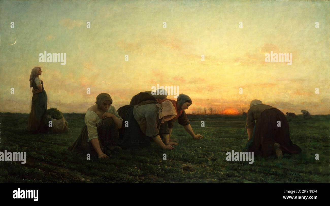 The Weeders von Jules Breton (1827-1906), Öl auf Leinwand, 1868 Stockfoto