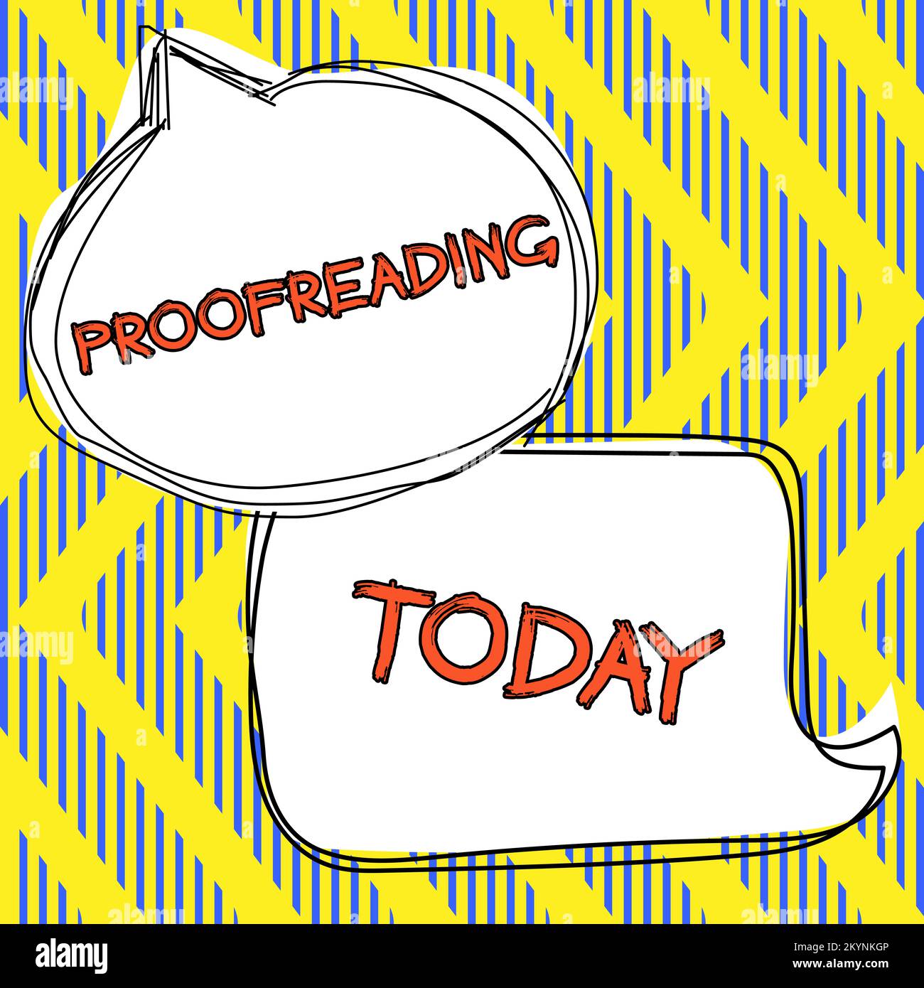 Handschriftlicher Text Korrekturlesen. Wort, das über das Lesen und Markieren von Rechtschreibfehlern, Grammatik- und Syntaxfehlern geschrieben wurde Stockfoto