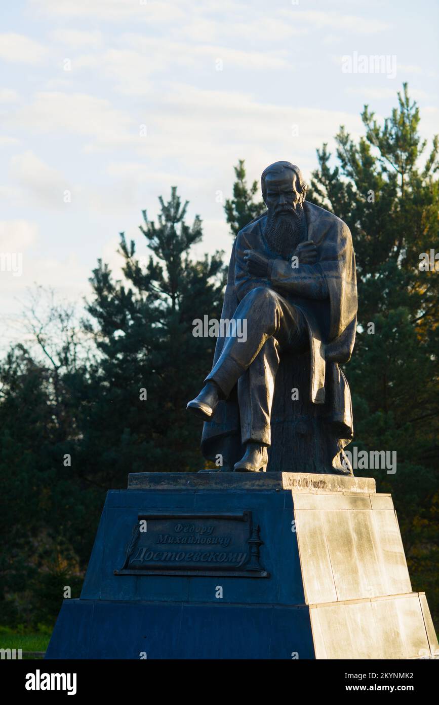 Denkmal für den berühmten russischen Schriftsteller Fjodor Michailowitsch Dostojewski. Stockfoto