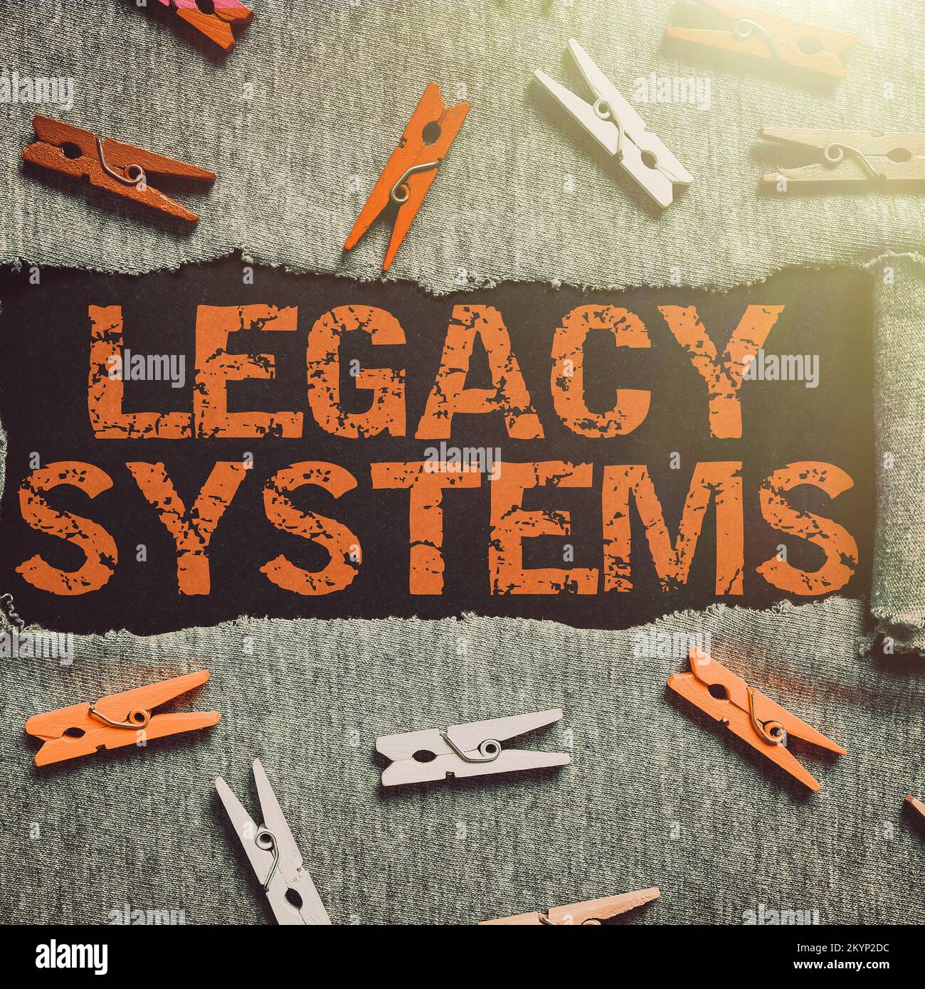 Inspiration für das Vorzeigen von älteren Signage-Systemen. Begriff, der ein Computersystem oder Anwendungsprogramm mit alter Methodentechnik bedeutet Stockfoto