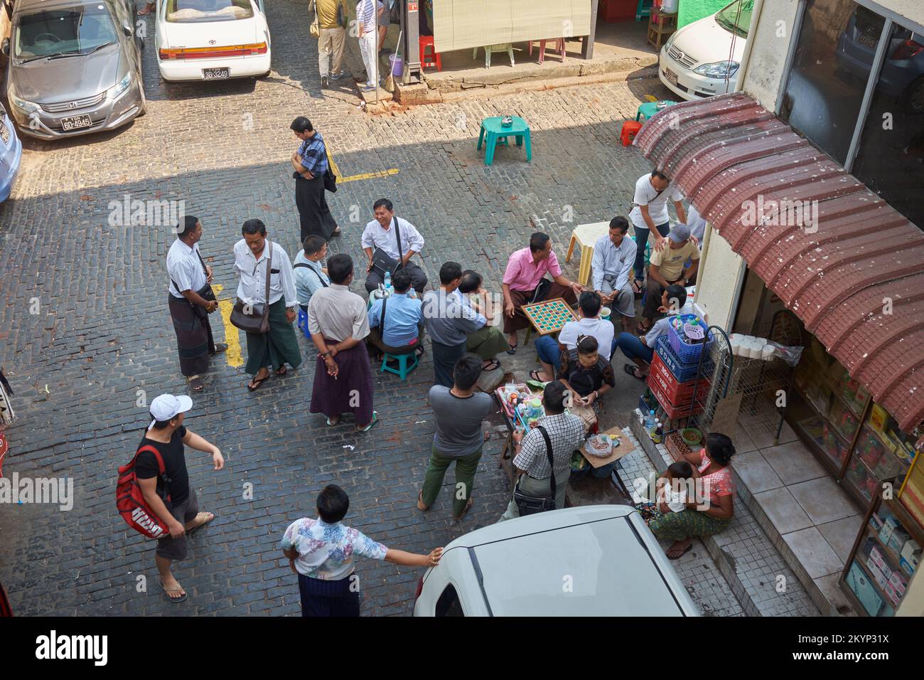Street Cafe Yangon Myanmar Stockfoto