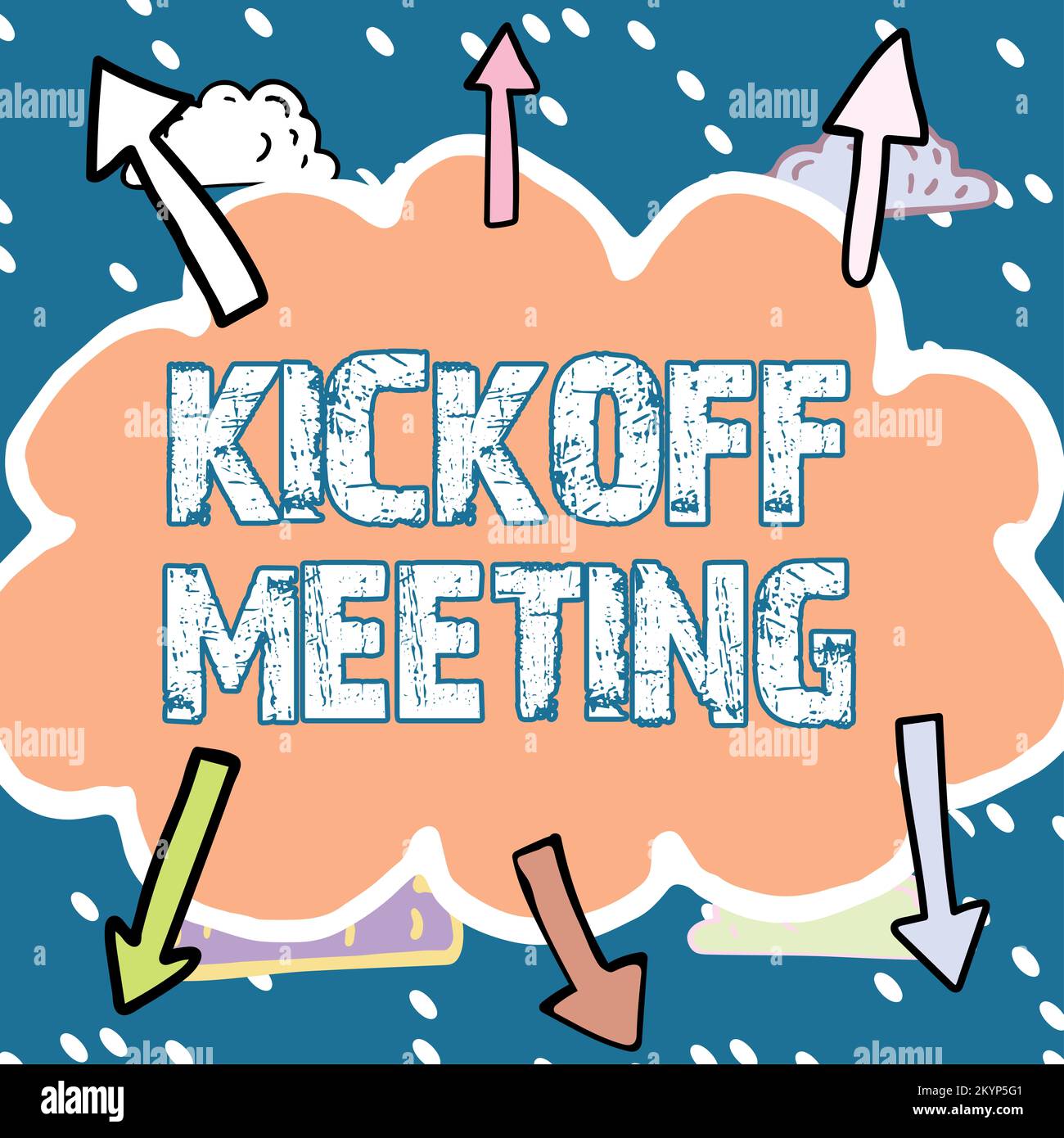 Schreiben mit Text Kickoff Meeting. Begriff, der eine besondere Diskussion über die Rechtmäßigkeit des Projekts bedeutet Stockfoto