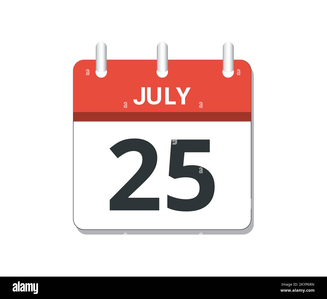 Kalendersymbol-Vektor für Juli 25.. Konzept von Zeitplan, Geschäft und Aufgaben Stock Vektor