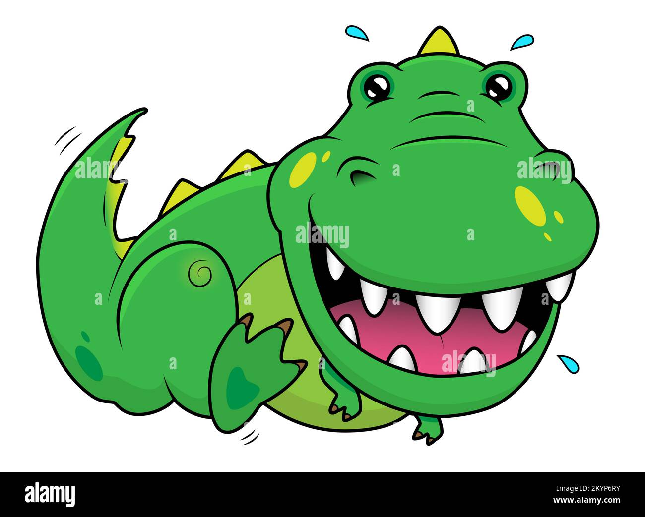 Süße Dinosaurier-Kinder-Zeichentrickfilme. Lustige glückliche Tyrannosaurus-Kinder, Vektor-isolierte Illustration Stock Vektor