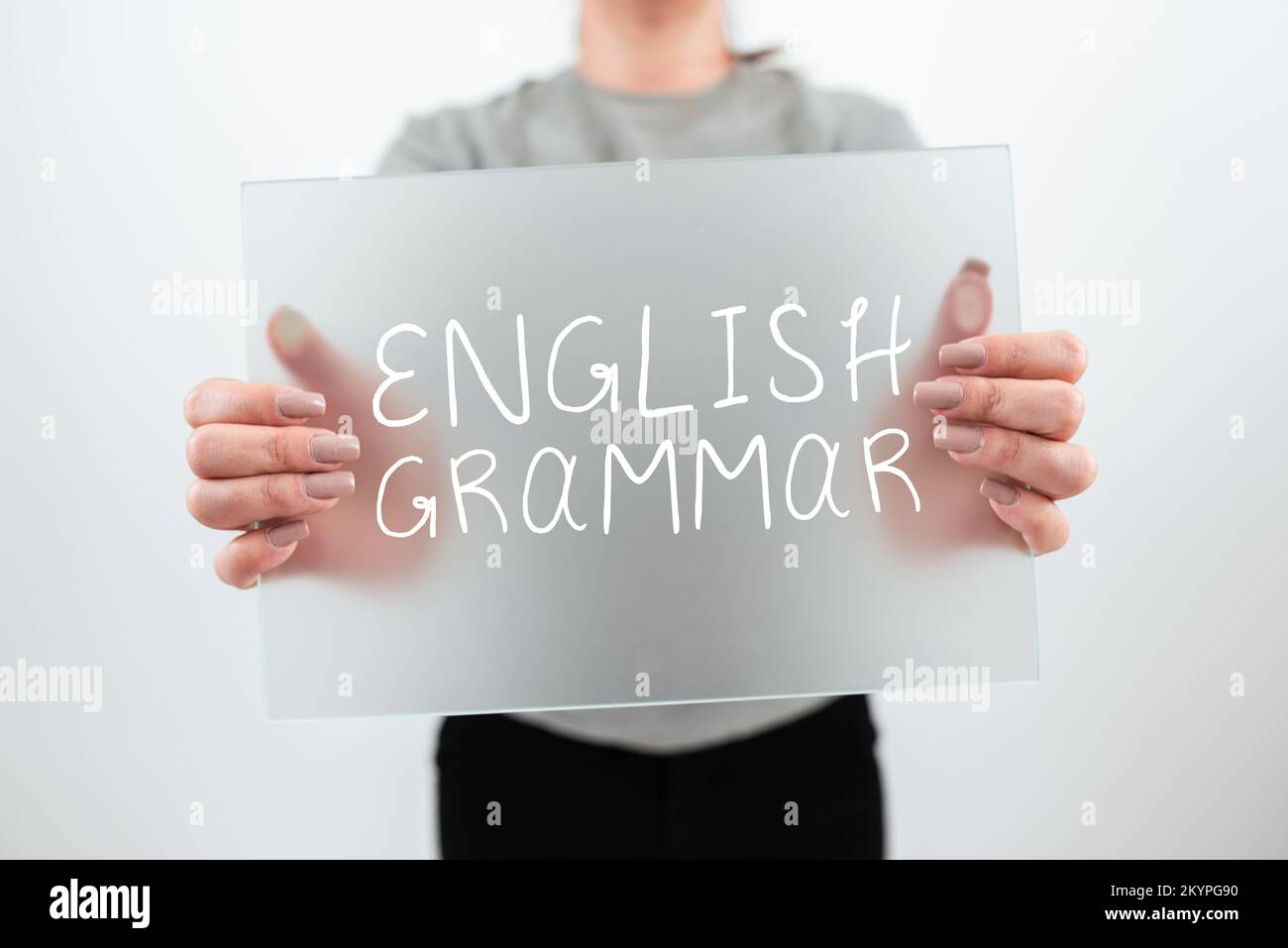 Konzeptionelle Anzeige englische Grammatik. Die Kurse zum Geschäftskonzept decken alle Ebenen der englischen Sprache und des Schreibens ab Stockfoto