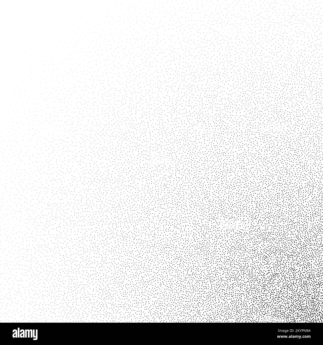 Gradient mit Kornversteiftung. Verblasste stochastische Dotwork-Textur. Zufälliges Grunge Noise Background. Schwarze Punkte, Flecken oder Partikel Tapete. Halbton Stock Vektor