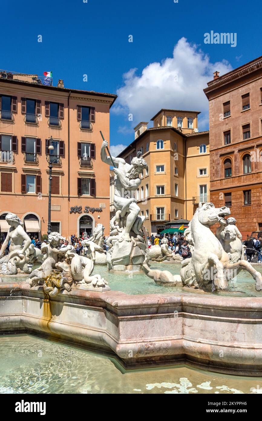 Neptunbrunnen (Fontana del Nettuno), Piazza Navona, Rom (Roma), Region Latium, Italien Stockfoto