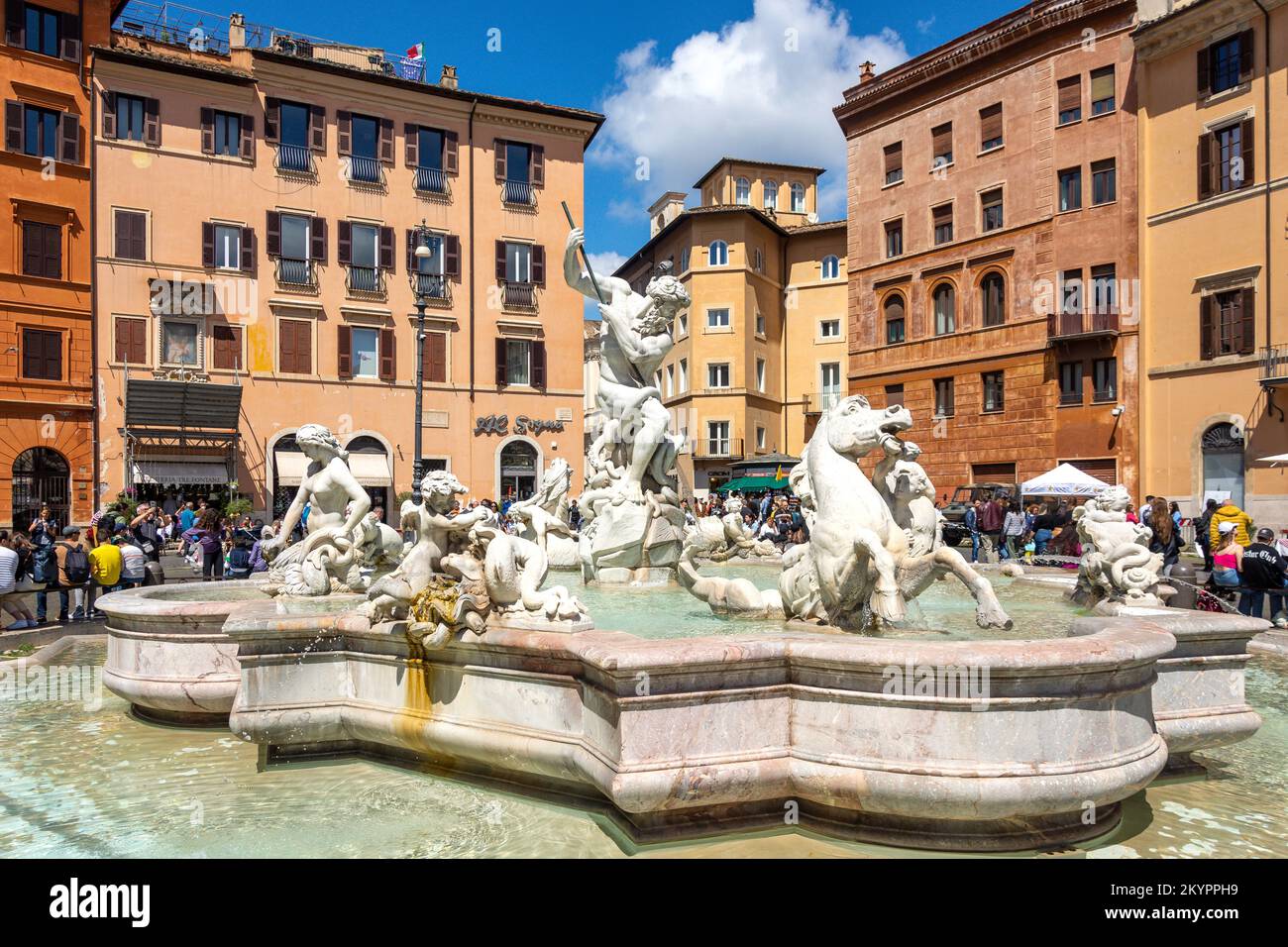 Neptunbrunnen (Fontana del Nettuno), Piazza Navona, Rom (Roma), Region Latium, Italien Stockfoto
