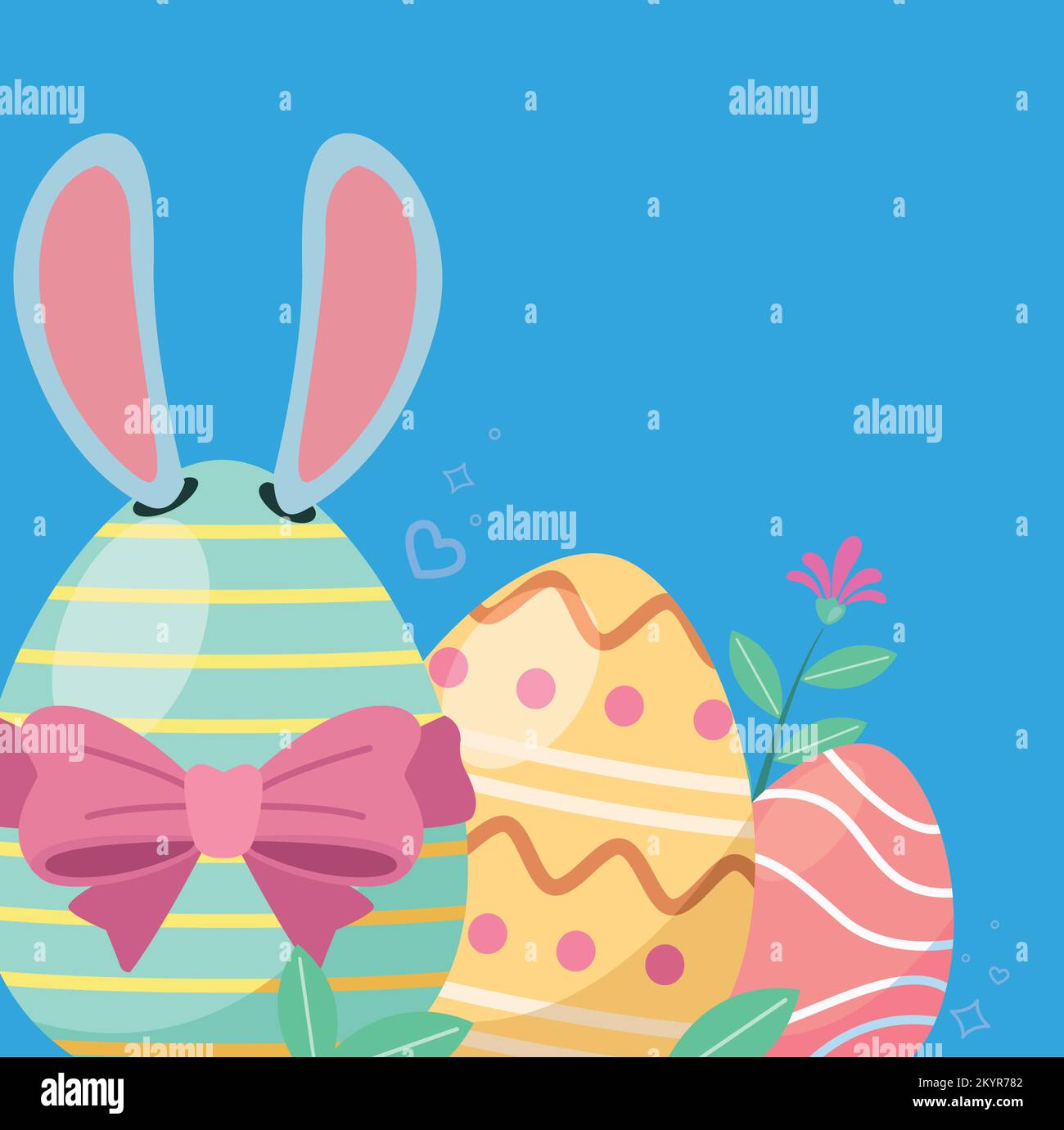 Eier, die fröhlich zu ostern gemalt wurden Stock Vektor