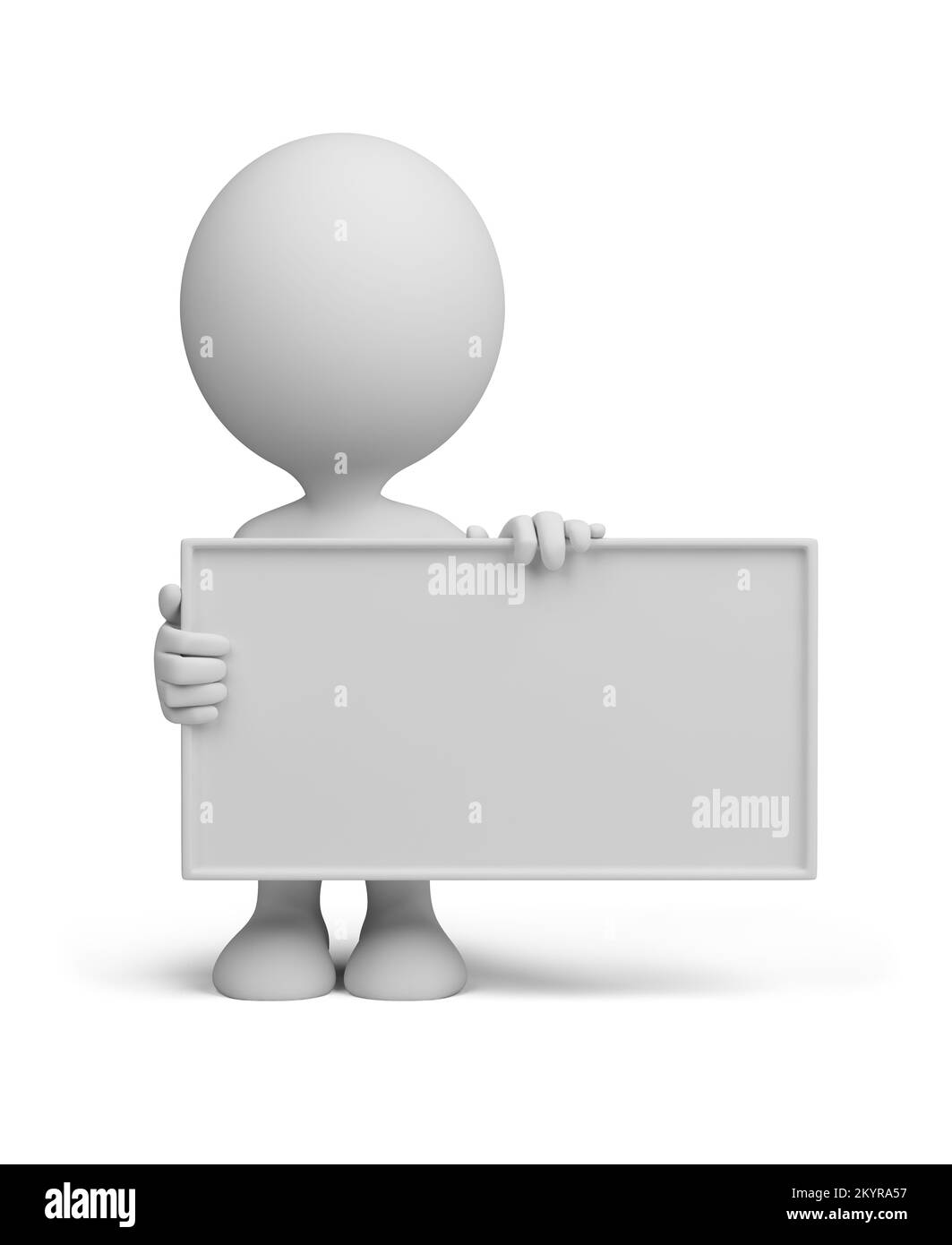 3D Mann mit leerem Brett. 3D-Bild. Isolierter weißer Hintergrund. Stockfoto 3D Mann mit leerem Brett. 3D-Bild. Isolierter weißer Hintergrund. Stockfoto