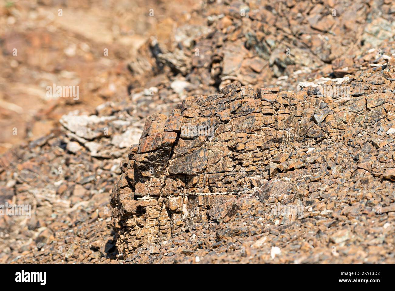 Details und Nahaufnahme der Felsformation, Hajar-Berge der Vereinigten Arabischen Emirate, VAE Stockfoto