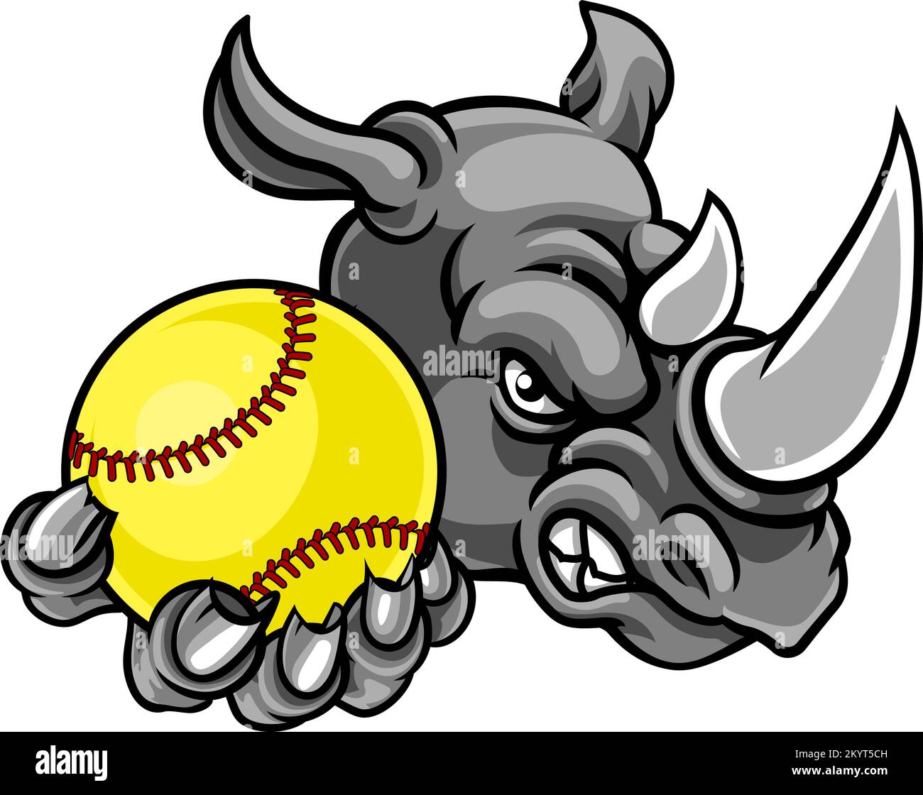 Rhino Softball Tiersport-Team-Maskottchen Stock Vektor