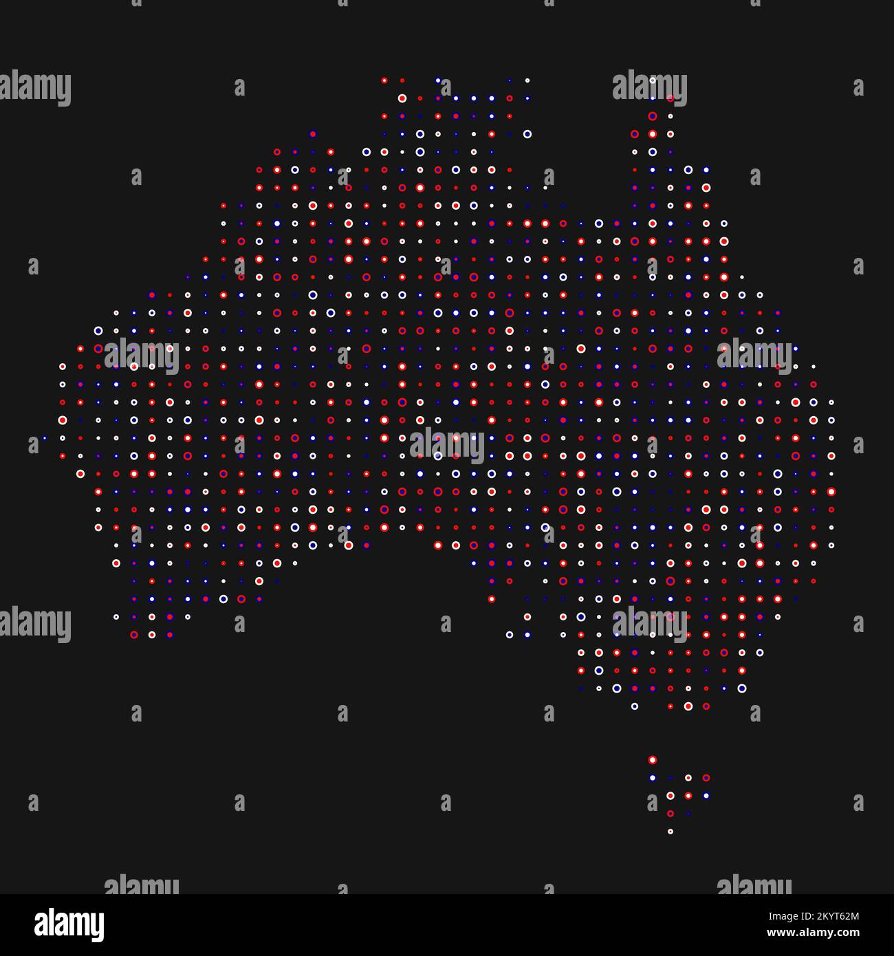 Abgeleitete Musterabbildung für Australien Map Silhouette mit Pixeln Stock Vektor