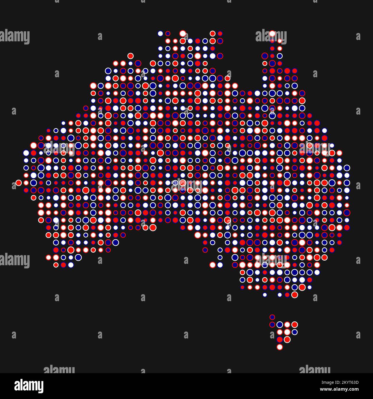 Abgeleitete Musterabbildung für Australien Map Silhouette mit Pixeln Stock Vektor