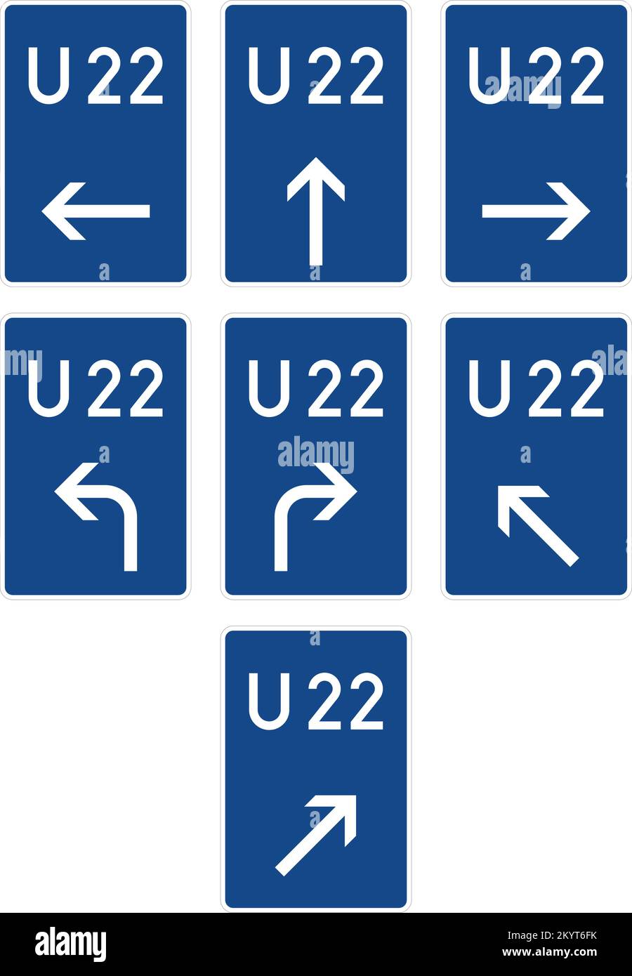 Wegbeschreibung zur Autobahn. Umleitungsschilder, Straßenschilder Deutschland Stock Vektor