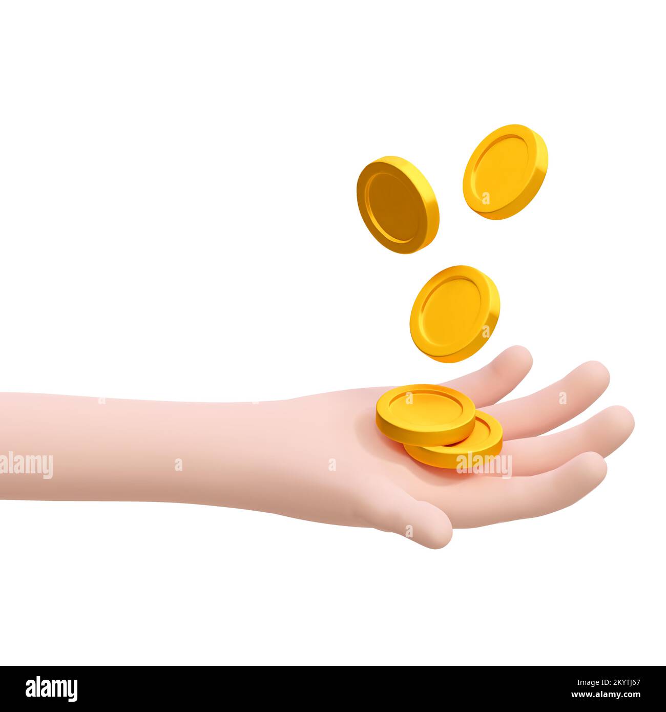 3D mit fliegenden Goldmünzen realistische Ergebnisse erzielen. Vektordarstellung Stock Vektor