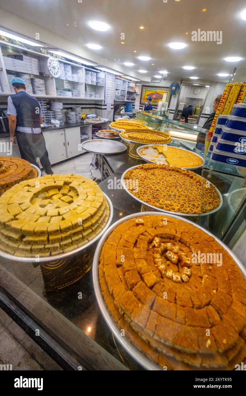 Verkauf jordanischer Süßigkeiten in Amman Jordan Stockfoto