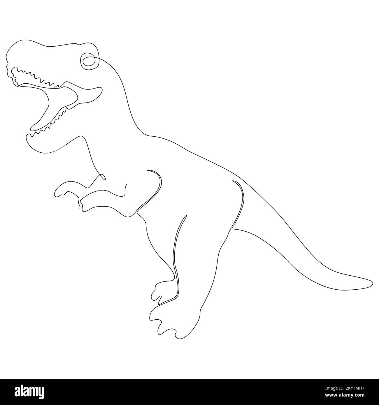 Eine durchgehende Linie Tyrannosaurus Rex. Dinosaurier-Konzept mit dünnen Linien. Kontur Zeichnen kreativer Ideen. Stock Vektor