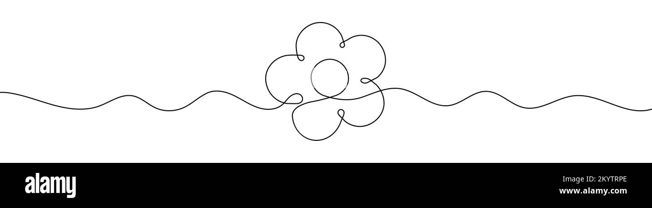 Kontinuierliche lineare Zeichnung des Blumensymbols. Hintergrund für einzeilige Zeichnung. Vektordarstellung. Lineare Zeichnung des Blütensymbols Stock Vektor