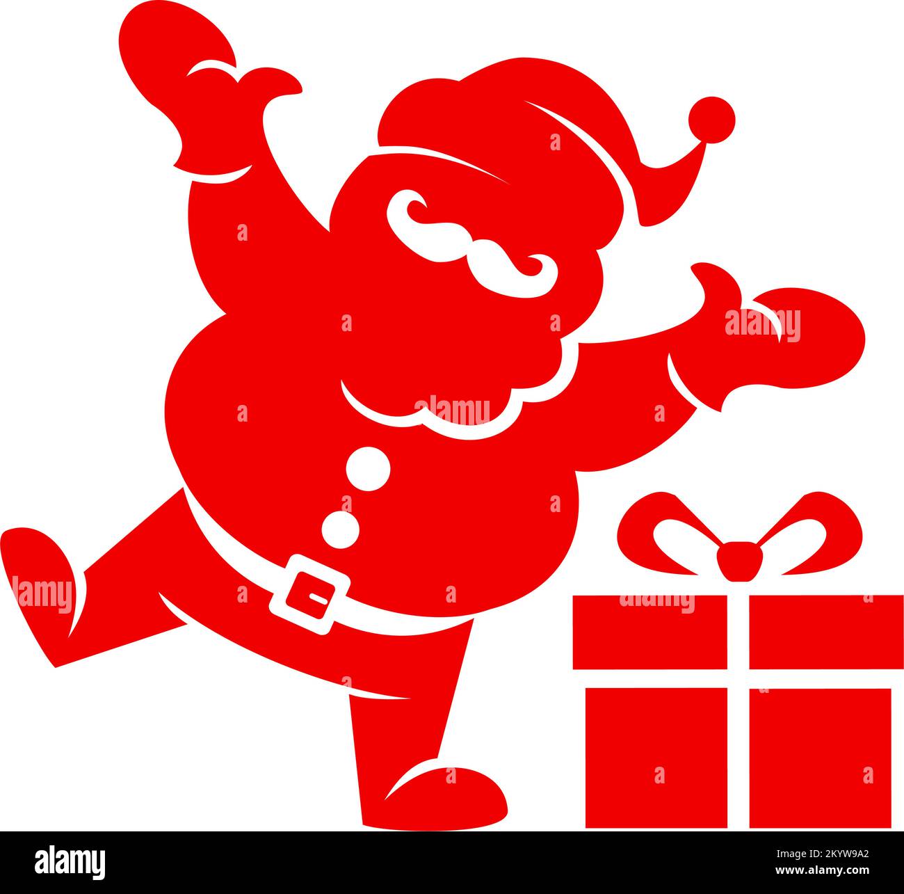 Weihnachtsmann-Silhouette als Geschenk. Vektorsymbol auf transparentem Hintergrund Stock Vektor