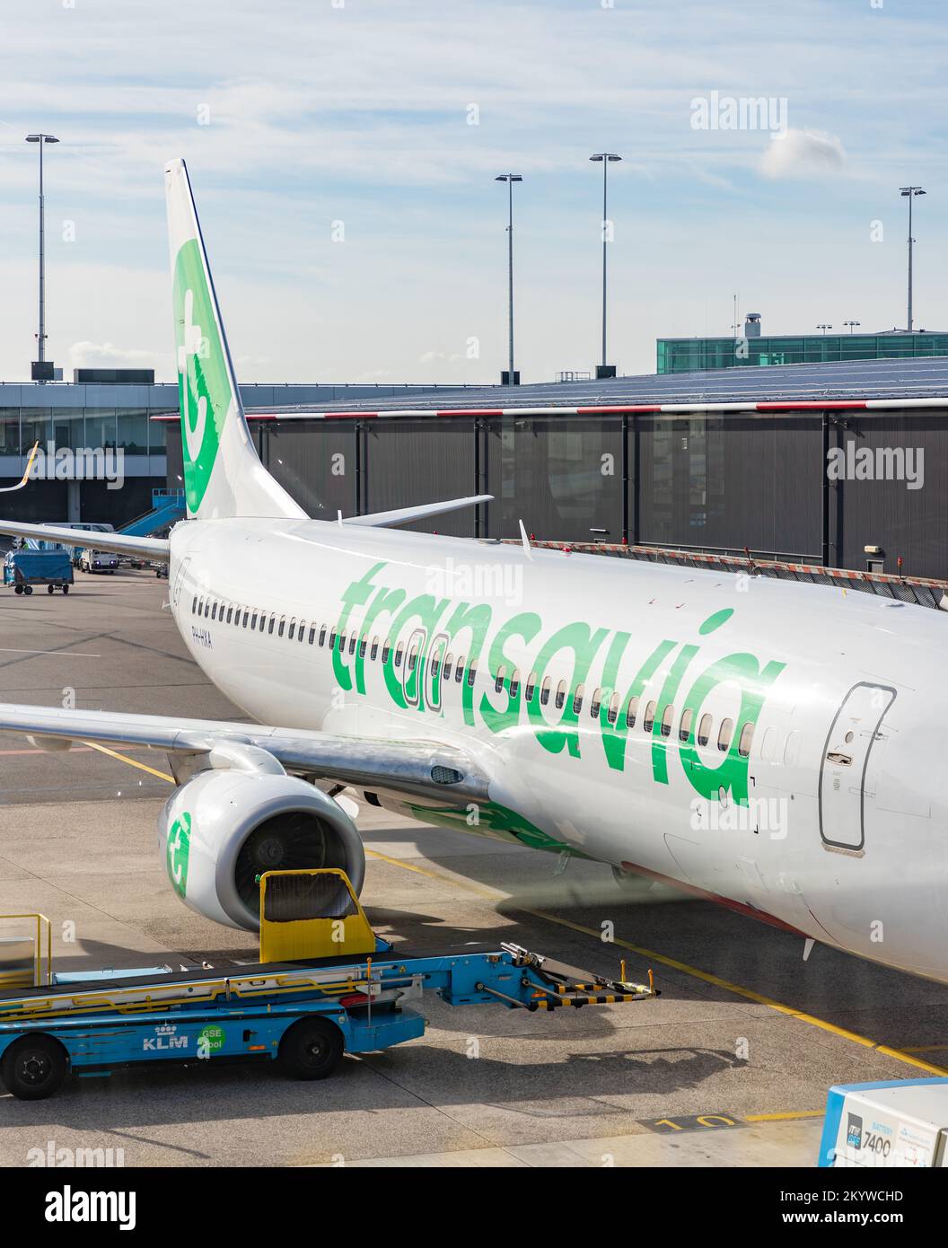 Ein Bild eines Transavia-Flugzeugs. Stockfoto