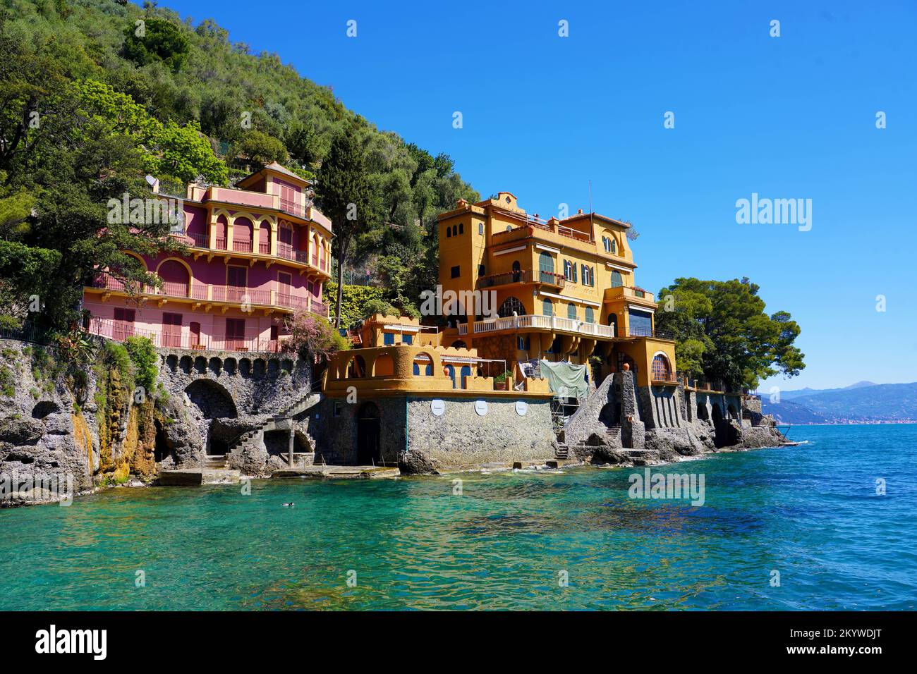 Portofino-Verkürzung an der italienischen Riviera, Genua, Italien Stockfoto