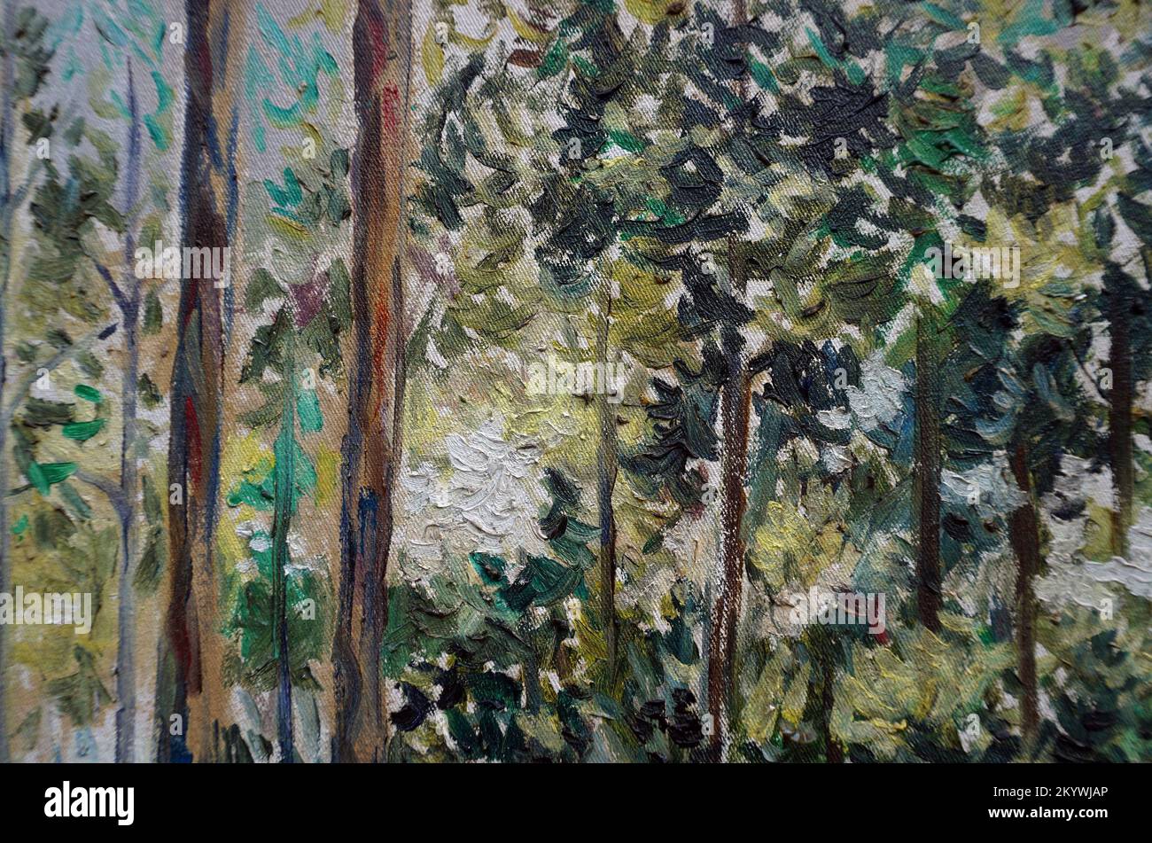 Künstlerische Gemälde Ölblumen Garten als Hintergrund, Baum, Blatt Stockfoto