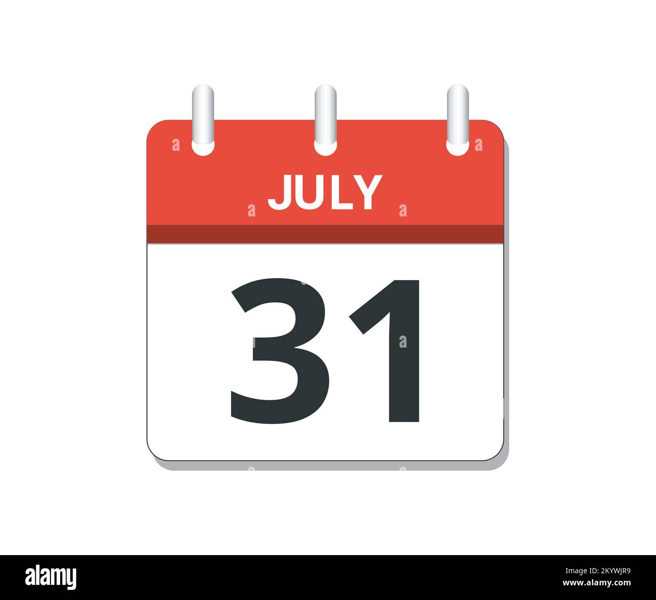 Kalendersymbol-Vektor für Juli 31.. Konzept von Zeitplan, Geschäft und Aufgaben Stock Vektor