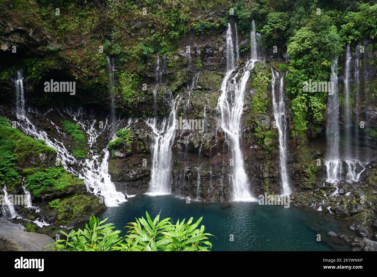 Langevin-Wasserfall auf der tropischen Insel La Réunion, Frankreich Stockfoto