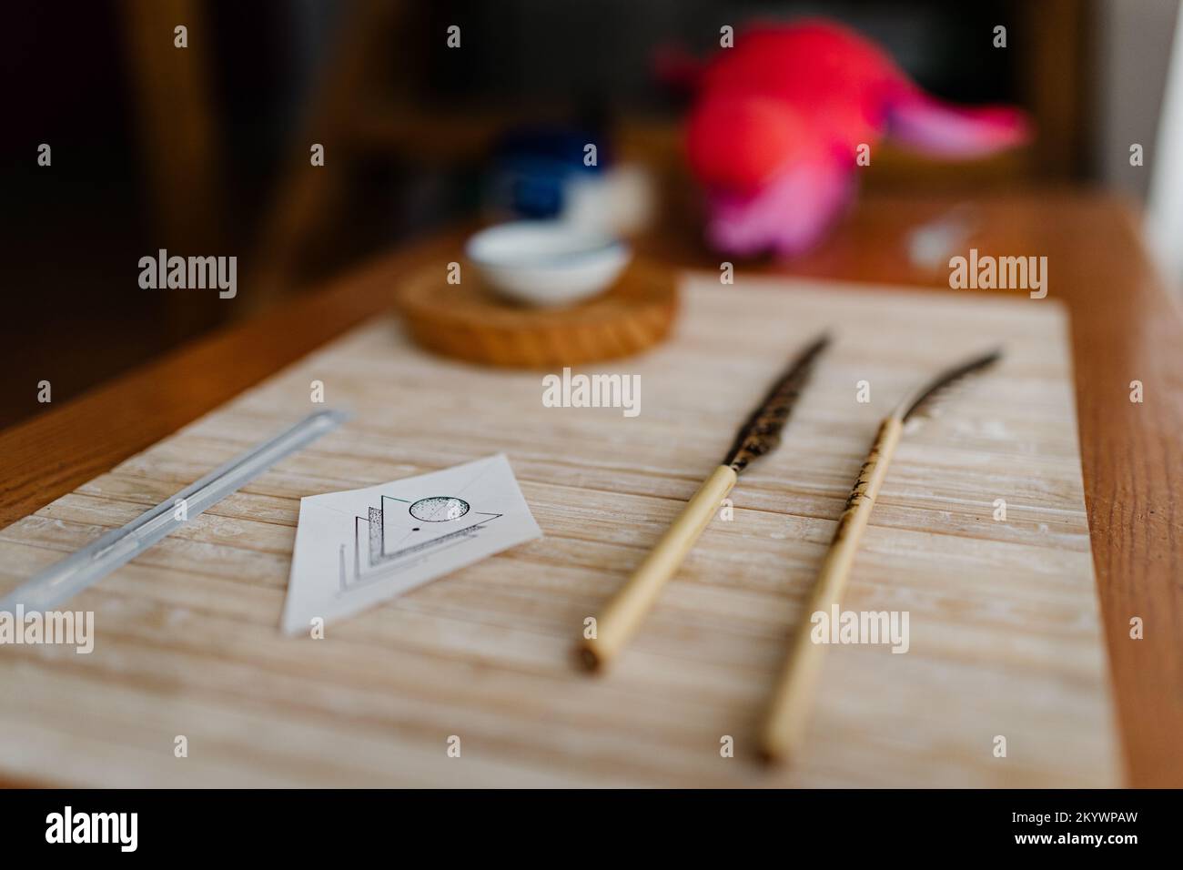 Handstocher-Technik, Handstocher-Tattoo-Gegenstände Stockfoto