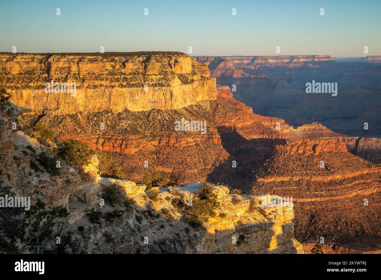 Felsformationen im Canyon von Yavapai Point, Grand Canyon National Park, Arizona USA Stockfoto