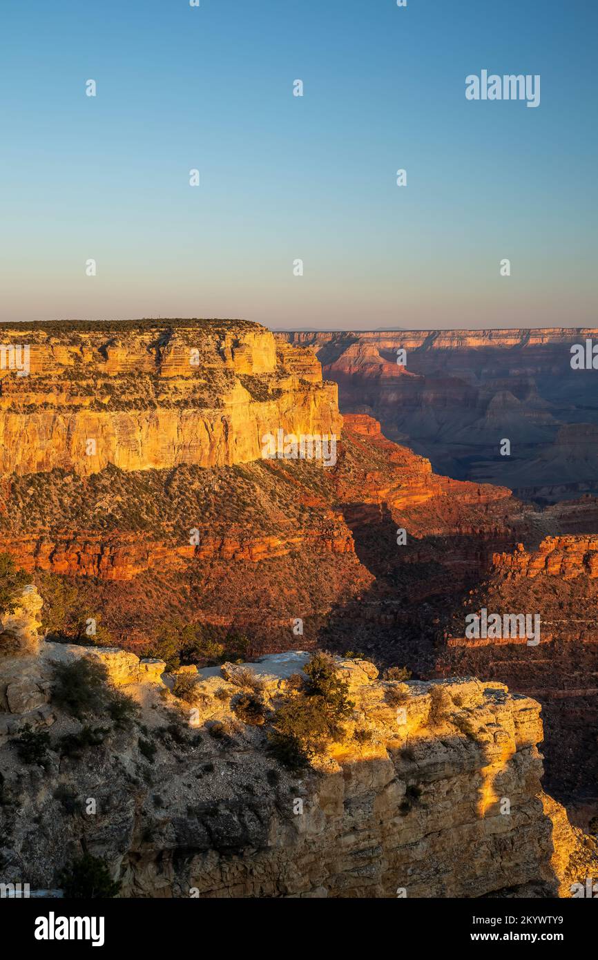 Felsformationen im Canyon von Yavapai Point, Grand Canyon National Park, Arizona USA Stockfoto