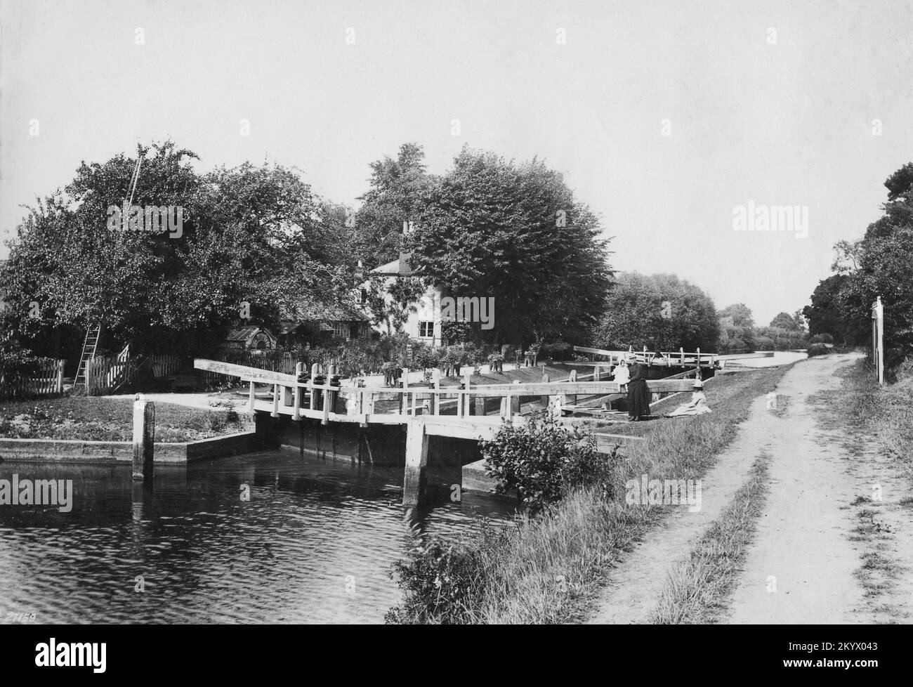 Oldtimer-Foto - 1890 - Sonning Lock, Wokingham, Berkshire Stockfoto