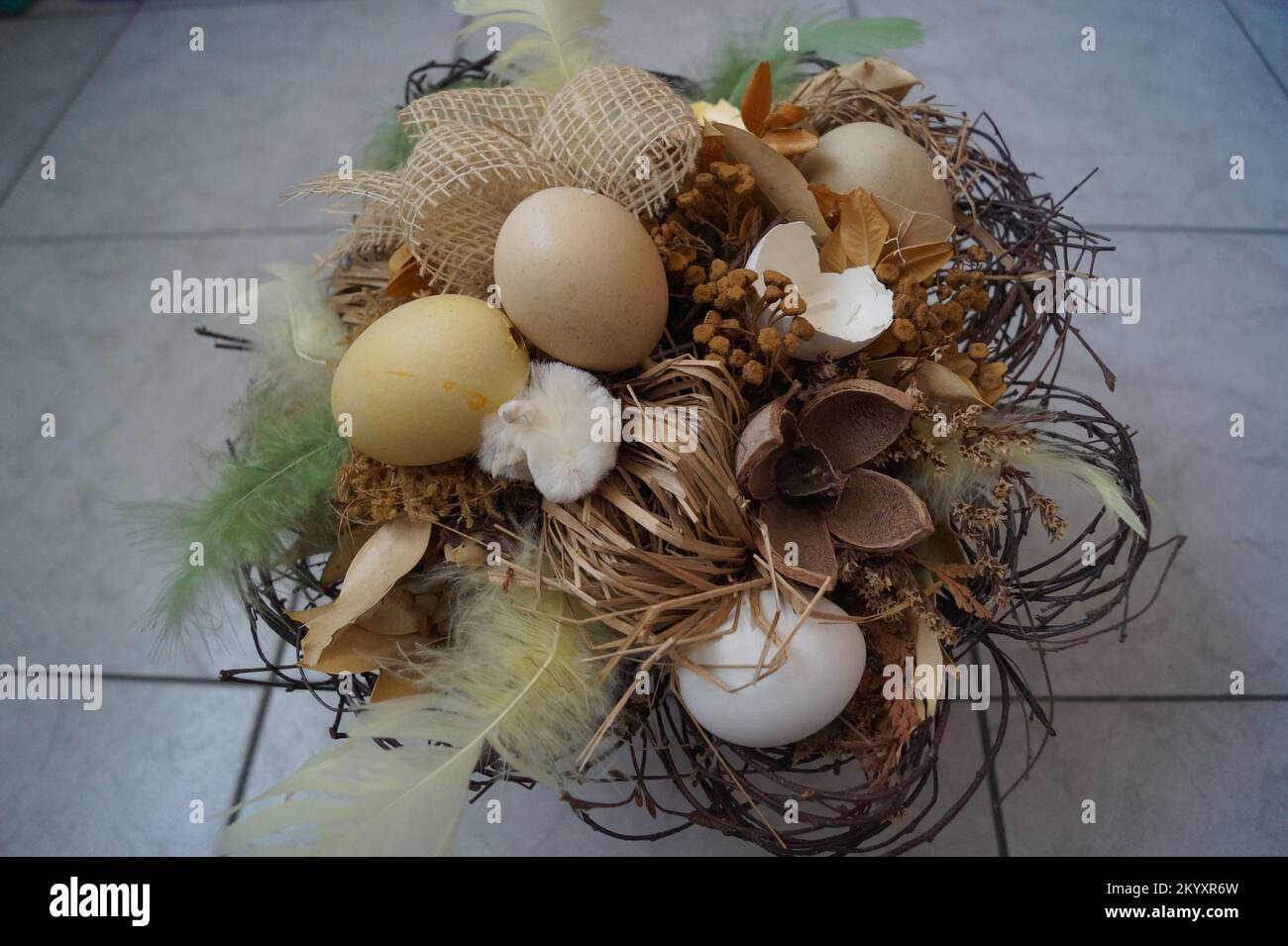 Schöner osterbusch als Dekoration Stockfoto