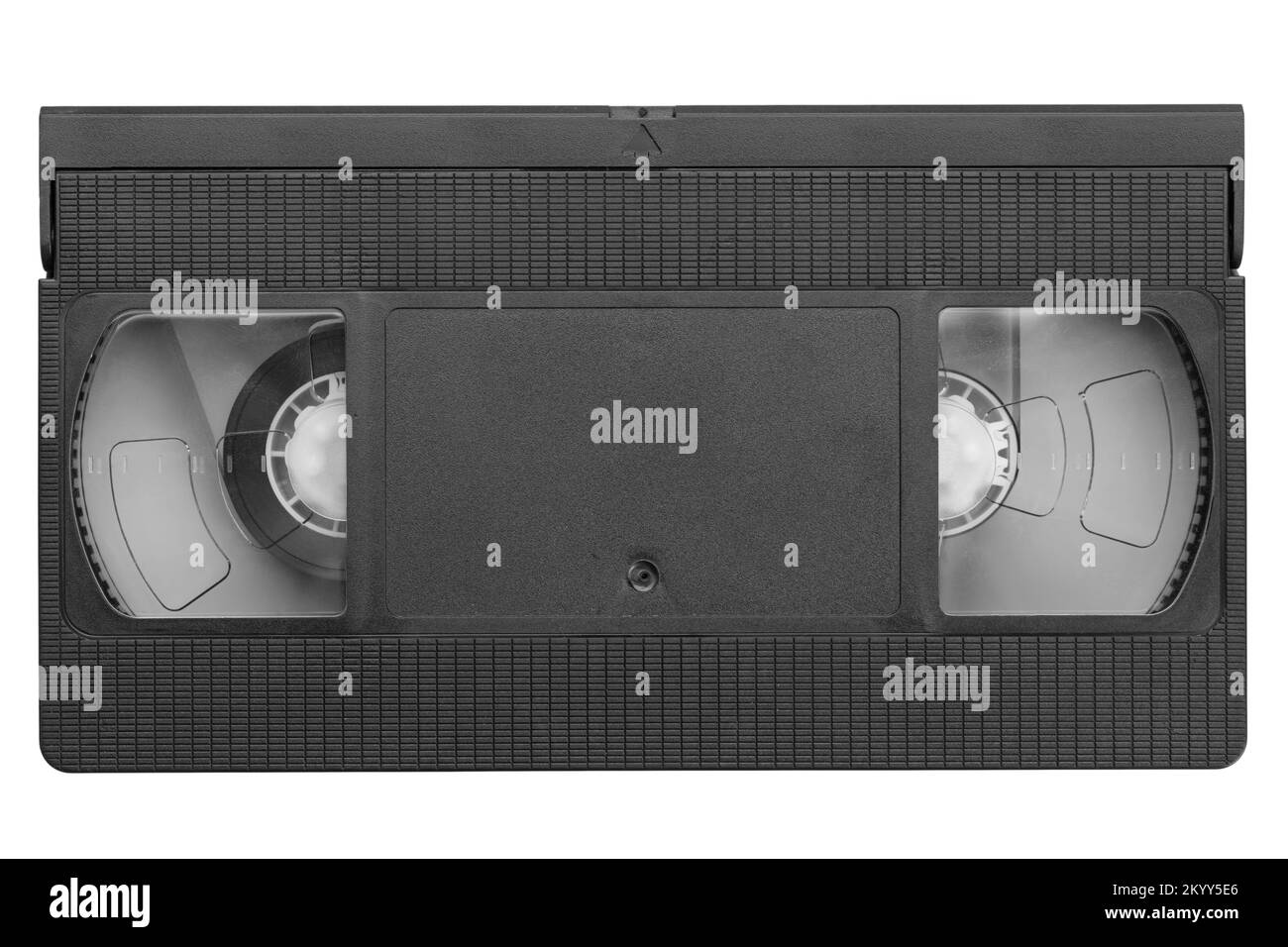 VHS-Videokassette isoliert auf weißem Hintergrund. Alte analoge Band-VHS-Kassette. Retro-Nostalgie. Datei enthält Beschneidungspfad. Stockfoto