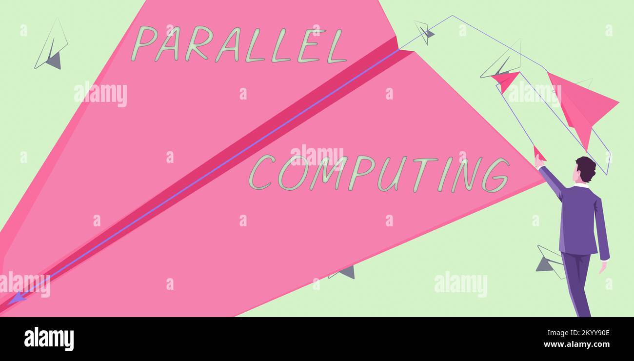 Handgeschriebenes Schild Parallel Computing. Geschäftskonzept simultane Berechnung mittels Software und Hardware Stockfoto