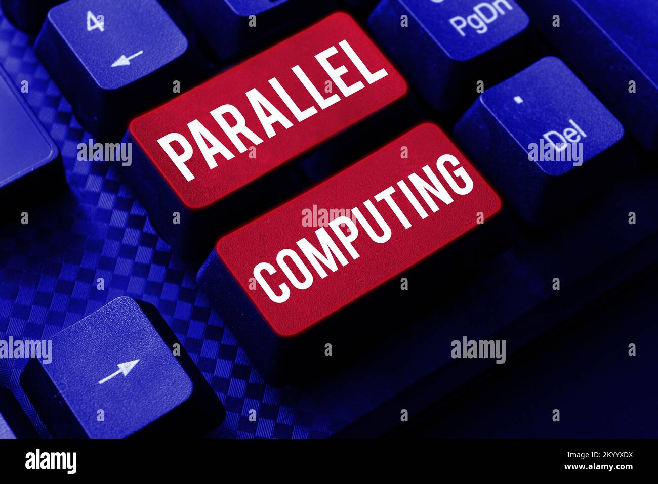 Handgeschriebenes Schild Parallel Computing. Geschäftskonzept simultane Berechnung mittels Software und Hardware Stockfoto