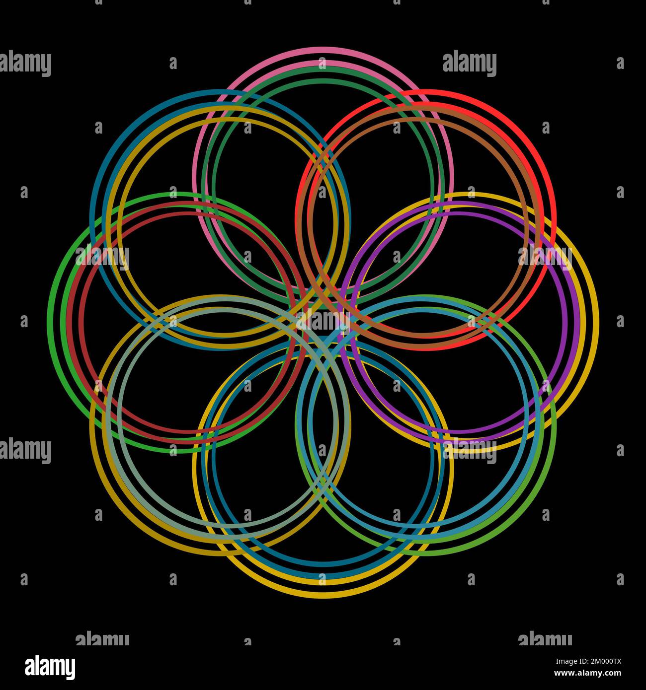 Stilisiertes Blumenmuster. Farbenfrohe Mandala Stockfoto