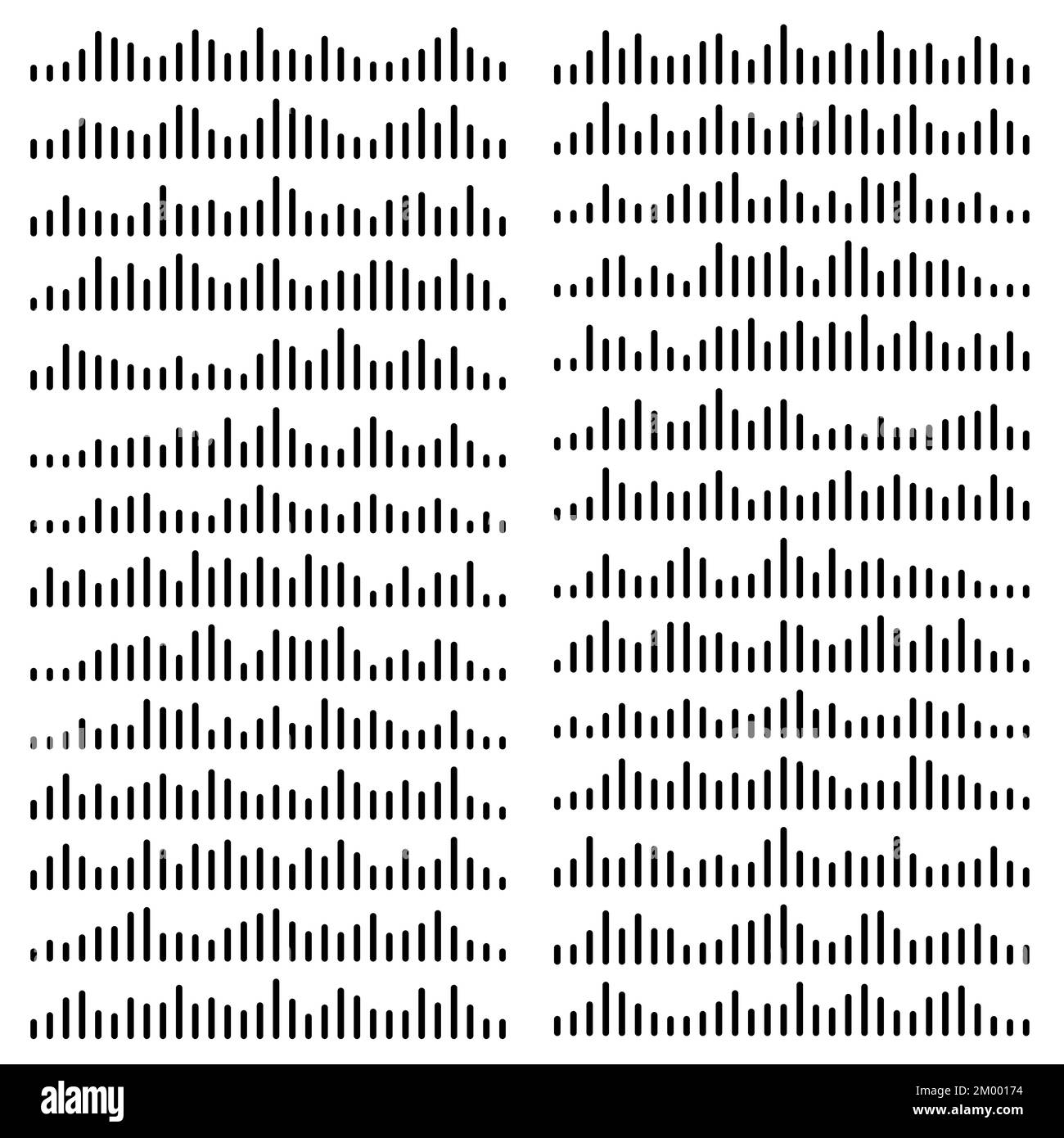 Audiowelle. Symbol klingt nach einem Lied. Podcast setzt Wellen. Symbole auf transparentem isoliertem Hintergrund. Sprachnachricht. Vektordarstellung. EQ Stock Vektor