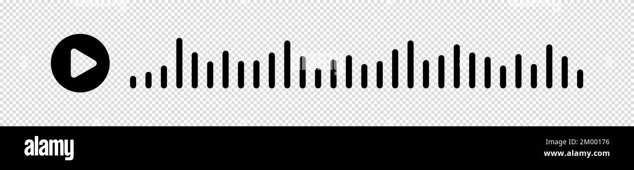 Audiowelle. Symbol klingt nach einem Lied. EQ. Podcast-Welle. Symbole auf isoliertem Hintergrund. Sprachnachricht. Vektordarstellung. Stock Vektor